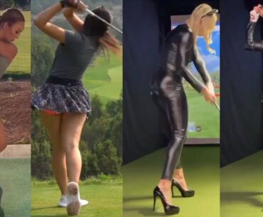 Holy shit what a swing! Straight left arm  ❤️❤️ #golf #shorts #golfgirl      | GOLF#SHORT