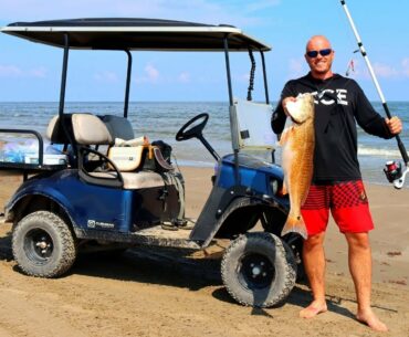 Beach FISHING and CRABBING from a Golf Cart! (Personal Best)