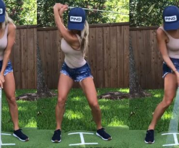 This is the most powerful swing! ❤️❤️ #golf #shorts #golfgirl      | GOLF#SHORT