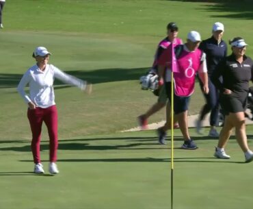 PACE WITH AN ACE! Lee-Anne Pace gets a hole-in-one on the par-three eighth hole in Spain