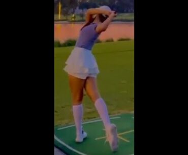 Hit across the Sunset 💫 ❤️❤️ #golf #shorts #golfgirl      | GOLF#SHORT