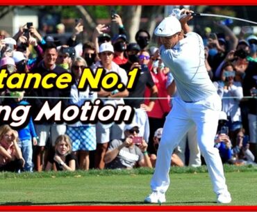 PGA Distance No.1 "Bryson Dechambeau" Powerful Range Swing Motion from Back-Side View