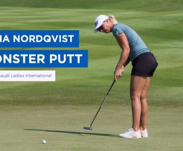 Anna Nordqvist sinks a MONSTER putt from off the green on the last