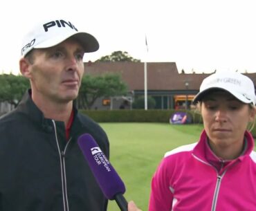 Premier League referee Mike Dean turns caddy at Ladies European Tour