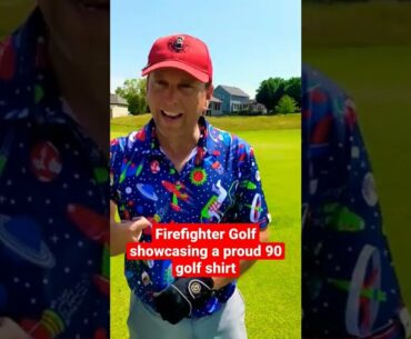 Firefighter Golf showing off a Proud 90 Golf shirt. PXG user. #ptsdawareness #firefighter #ptsd