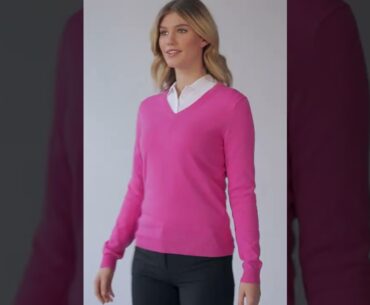 g.DARCY Glenmuir Ladies V Neck Cotton Golf Sweater