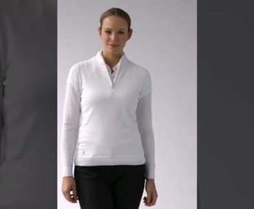 g.SILVIA Glenmuir Ladies Zip Neck Pointelle Cotton Golf Sweater