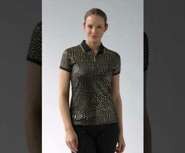 g.AMELIA Glenmuir Ladies' Animal Print Zip Neck Performance Golf Shirt