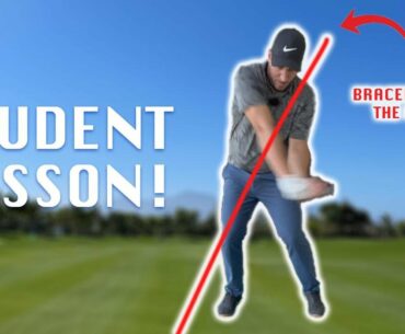 GOLF LESSON in how to STAY BEHIND the ball/ IRONS and DRIVER-