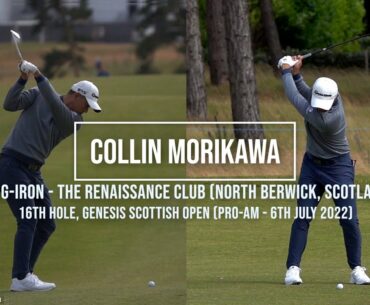 Collin Morikawa Golf Swing Long Iron (DTL & FO), Genesis Scottish Open (North Berwick, UK) July 2022