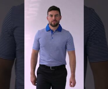 g.LETHAM - Glenmuir Men's Mercerised Cotton Striped Golf Polo Shirt