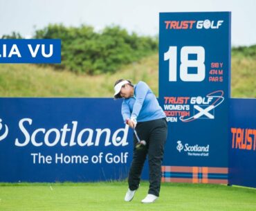 Lilia Vu finishes her first round in style with a superb approach into the 18th