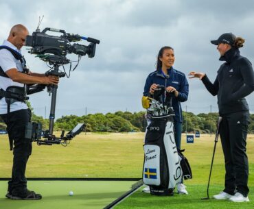 LINN GRANT TALKS CLUTCH PUTTS WITH INCI MEHMET IN THE SKY SPORTS GOLF SHOT CENTRE | AIG WOMEN'S OPEN