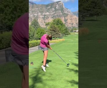 16 year old girl Ali Mulhall 108 Mph golf swing at the Utah Open. Awesome power and personality!