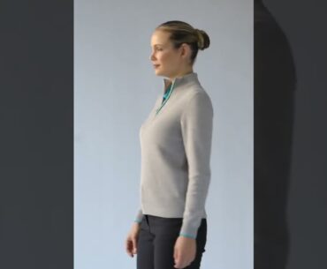 g.THEA Glenmuir Ladies' Touch of Cashmere Zip Neck Rib Detail Golf Sweater