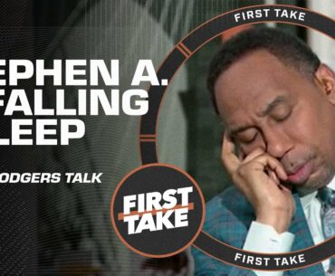 😴 Stephen A. falls asleep on First Take: 'I'm so sick & tired' of talking about Aaron Rodgers 🥱