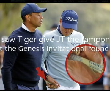 Tiger Woods genesis invitational round 1 tampon exchange at riviera 2023