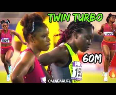 Wow! TWINS TINA AND TIA Clayton Super Fast 60m GIBSON RELAYS 2023 Kerrica HILL IN TOP FORM #gibson