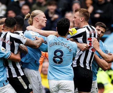 Erling haaland shoves Dan Burn to defend Grealish | haaland vs Newcastle fight