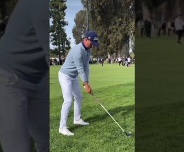 Justin Thomas hitting 3 wood out of the rough at the 2023 Genesis