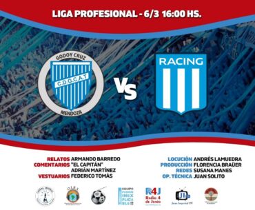 GODOY CRUZ ANTONIO TOMBA (MENDOZA) VS. RACING CLUB EN VIVO