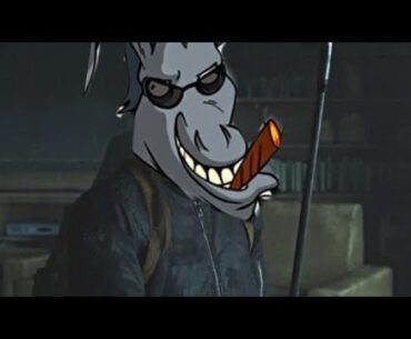 Funny donkey man = scary golf lady