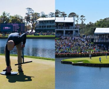 The satisfying cup-cutting process at TPC Sawgrass' 17th hole