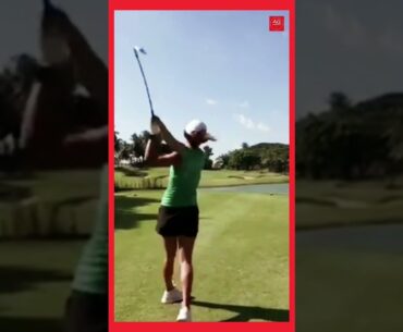 Get Closer to See the Swing of Lady Golfer #shorts