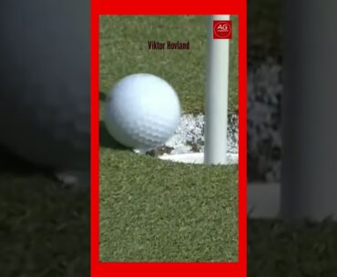 Viktor Hovland shot from Bunker, and the Ball running straight to the Hole #golf