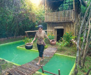 Amazing Girl Build The Most Beautiful Bamboo Villa around Swimming Pool