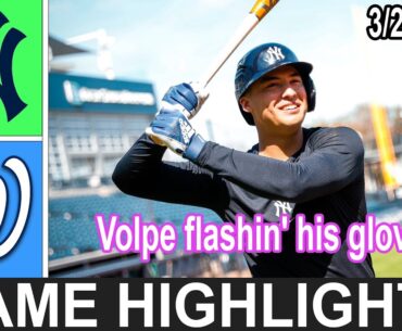 Yankees vs Nationals (3/28/23) Game Highlights | Anthony Volpe adding to his highlight reel 🔥