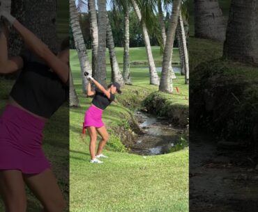 a little water skimmer through the trees #shorts #golf #golfer #golfswing #golfgirl #golfshot