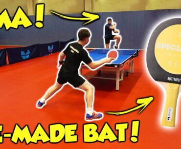 Dimitrij Ovtcharov Uses Pre-Made Bat vs TableTennisDaily's Dan!