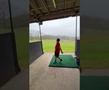 Double sick golf shot by the little child tiger