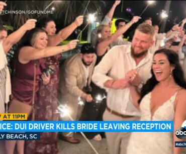Bride killed, groom injured when DUI suspect crashes into their golf cart hours after wedding
