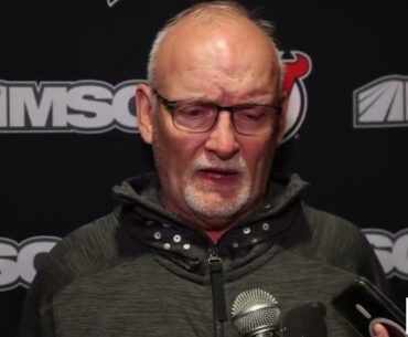 Lindy Ruff speaks ahead of the Devils game in Pittsburgh