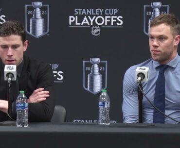 Charlie Coyle & Taylor Hall on Bruins Game 3 Win Over Panthers | Bruins Postgame Interview