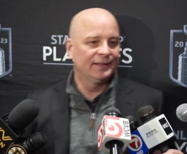 Montgomery Says Bruins "worried about making mistakes" in Playoffs | Bruins Interview