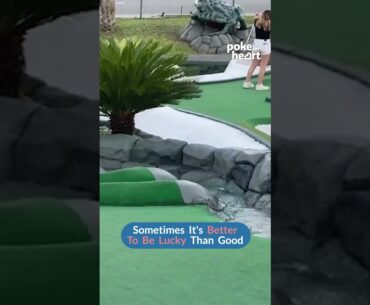 Girl Cheats While Playing Mini Golf But Scores Lucky Shot