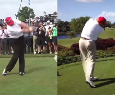 DONALD TRUMP SLOW MOTION DRIVER SWING | FACE ON AND DOWN THE LINE