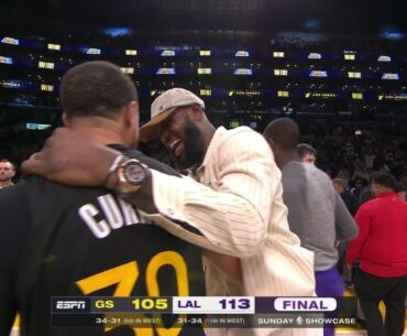 LeBron James & Steph Curry share a moment after Warriors-Lakers 💛