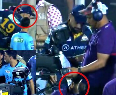 Rashid did this heart touching gesture for Cameraman after ball hits his head in GT vs RR 2023 |