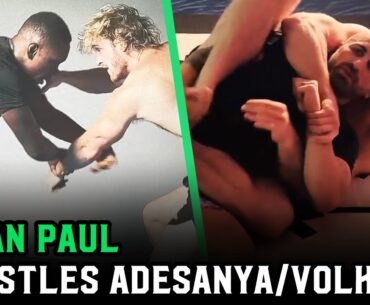 Logan Paul wrestles with Israel Adesanya and Alexander Volkanovski