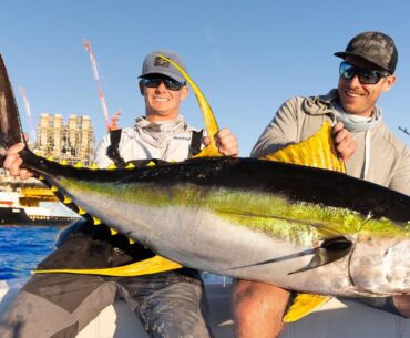 GIANT Tuna Under World's BIGGEST Oil Rig! Catch Clean Cook (Yellowfin Tuna)