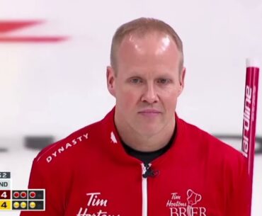 #AGITopShots - 2023 Tim Hortons Brier - Canada's Mark Nichols makes an in-off triple