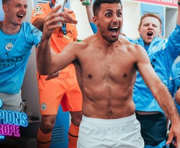 RODRI'S ON FIRE! Dressing room scenes as Jack Grealish leads the singing! Champions League Winners!