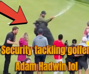 Security laid out pro golfer Adam Hadwin for trying to celebrate with Nick Taylor at Canadian Open