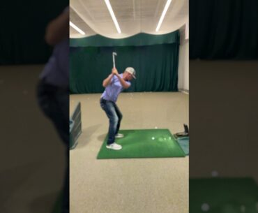 Dalton hitting an absolute chunk in golf galaxy with a callaway apex blade