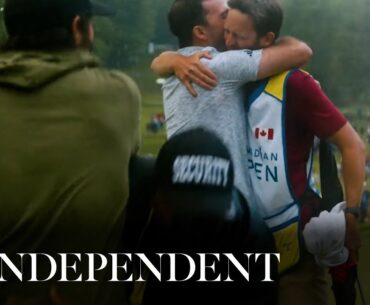 Golfer Adam Hadwin rugby tackled by security while celebrating at Canadian Open