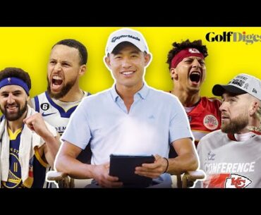 Collin Morikawa Roasts the Golf Swings of Curry, Mahomes, Kelce and Klay Thompson | Golf Digest
